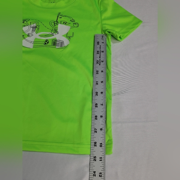 Under Armour All Spots Logo Neon Green Kids' Short Sleeve Tee Size 4T - Picture 4 of 5